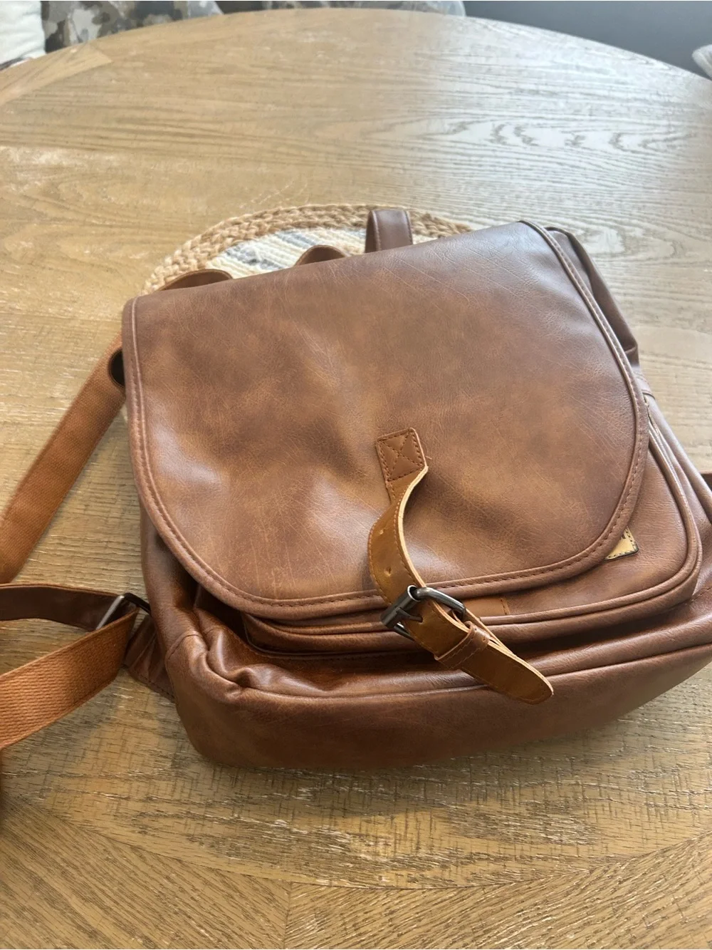 Brown Faux Leather Backpack - Classic Everyday Carry